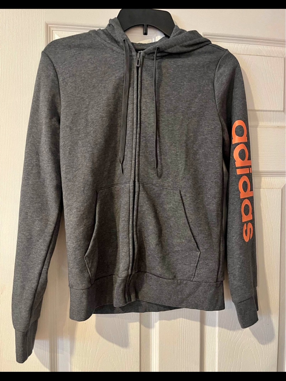 adidas Dark Gray Zip Hoodie with Subtle Heather